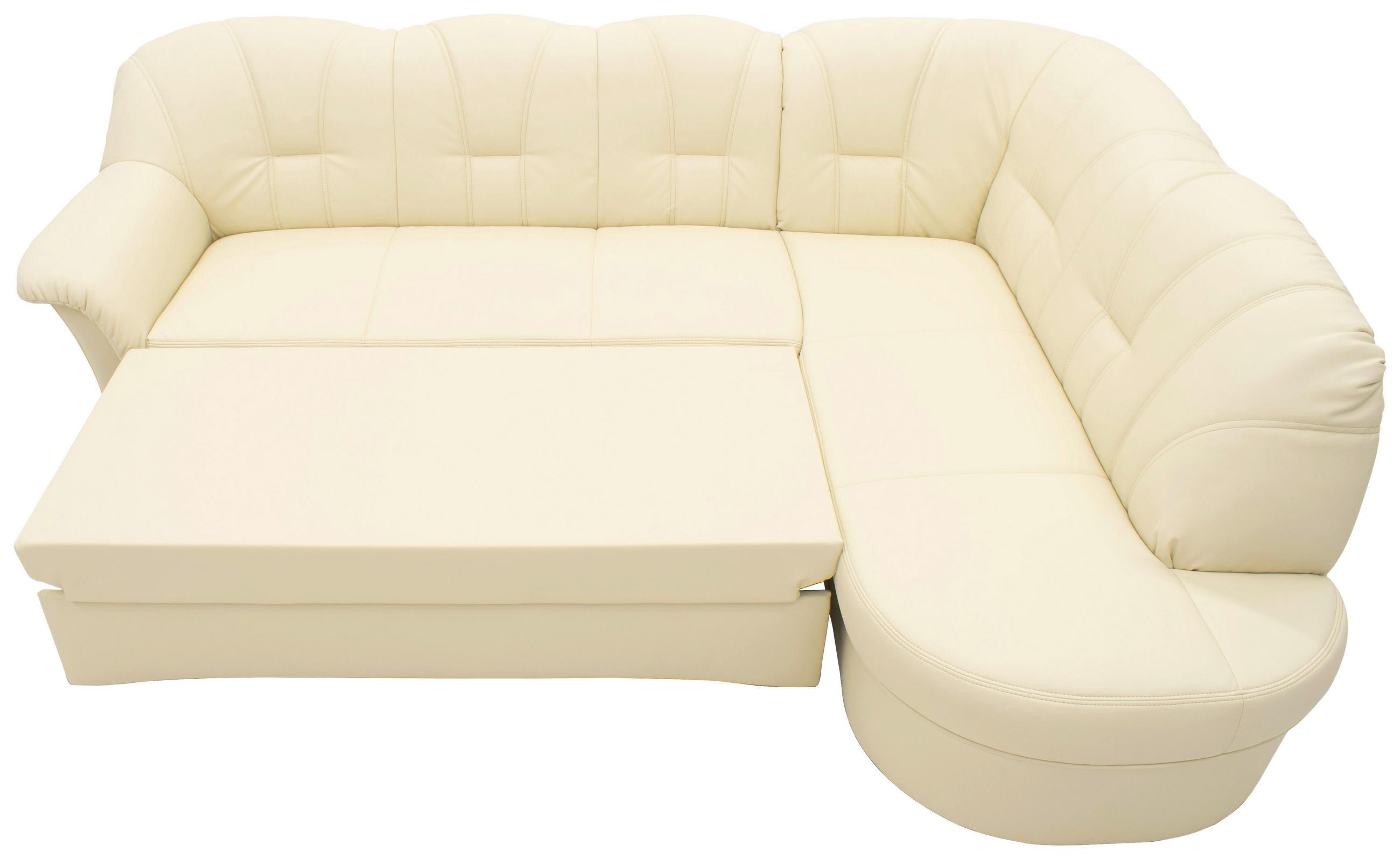 ECKSCHLAFSOFA in Lederlook Beige - Beige/Schwarz, KONVENTIONELL, Kunststoff/Textil (243/180cm) - MID.YOU