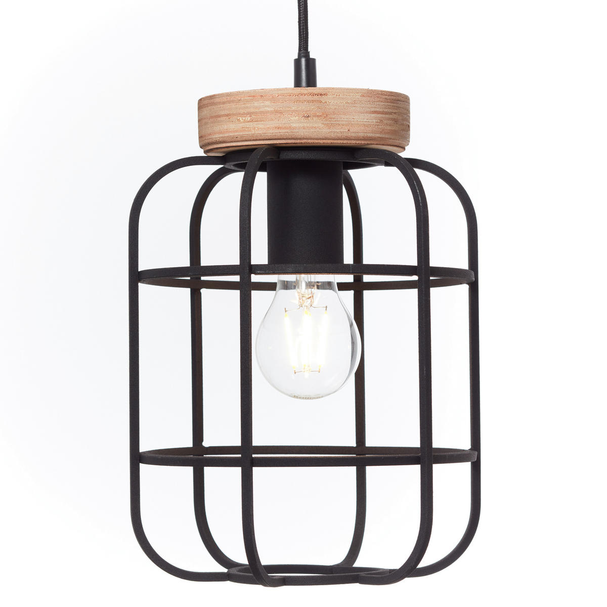 HÄNGELEUCHTE 100/20/142 cm  - Schwarz/Braun, Design, Holz/Metall (100/20/142cm) - Brilliant