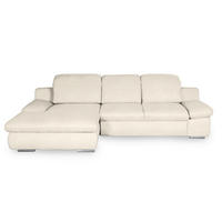 ECKSOFA 165/286 cm  in Chenille Creme Rücken echt, Armteilverstellung, Kopfteilverstellung, Kopfstütze  165/286 cm  - Chromfarben/Creme, Design, Textil/Metall (165/286cm) - Livetastic