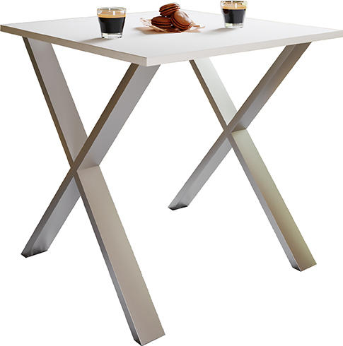 ESSTISCH Silberfarben, Weiß  - Silberfarben/Schwarz, Basics, Holzwerkstoff/Metall (80/50/76cm) - MID.YOU