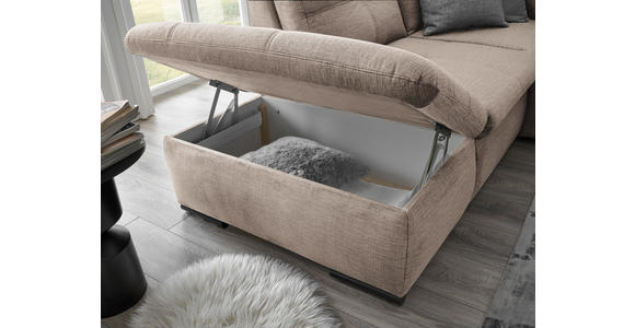 WOHNLANDSCHAFT in Mikrovelours Creme - Creme/Schwarz, KONVENTIONELL, Kunststoff/Textil (217/334/127cm) - Carryhome