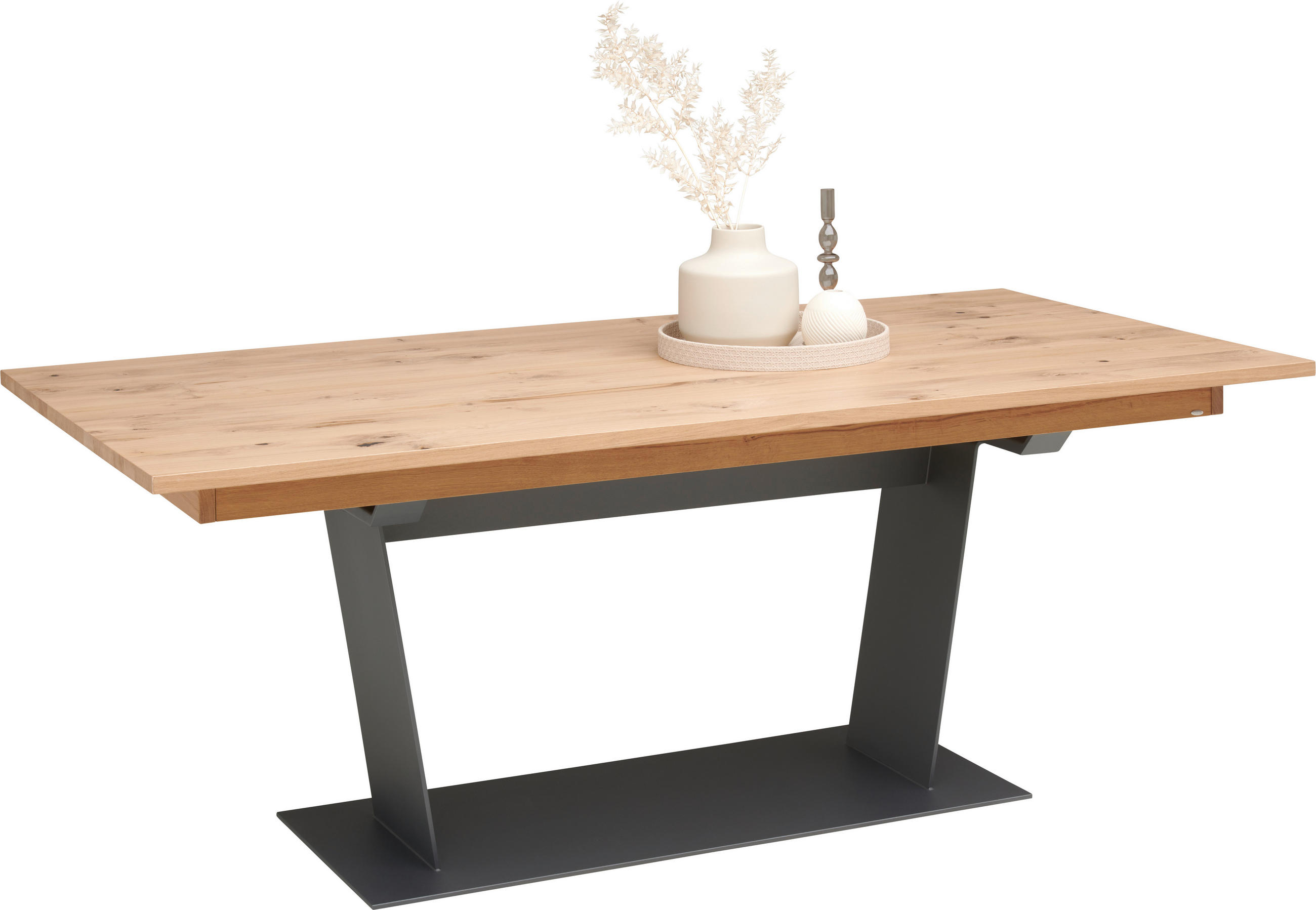 ESSTISCH in Holz 160/100/76,5 cm  - Wildeiche/Anthrazit, Natur, Holz/Metall (160/100/76,5cm) - Voglauer