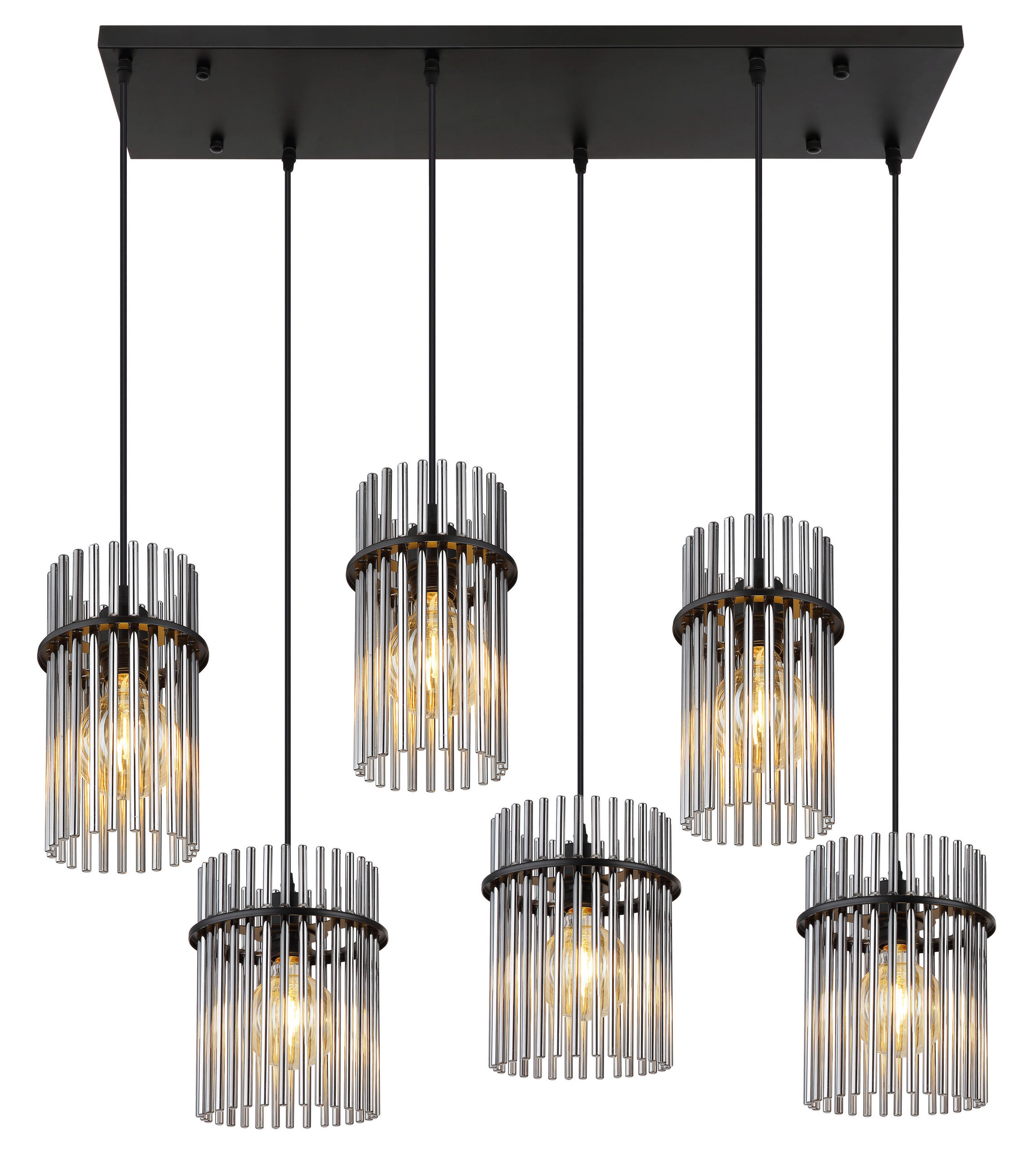 HÄNGELEUCHTE GORLEY 92,5/35,5/125 cm   - Schwarz/Grau, Basics, Glas/Kunststoff (92,5/35,5/125cm) - Globo