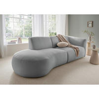ECKSOFA Jesi Silberfarben Mikrofaser  - Silberfarben/Schwarz, MODERN, Kunststoff/Textil (238/107cm) - Livetastic