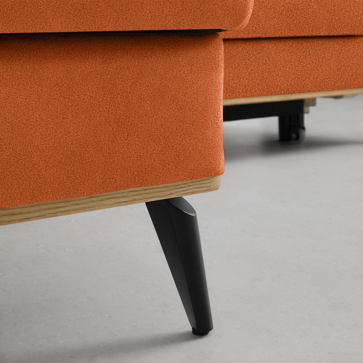 ECKSOFA Lederlook, Mikrofaser Orange  - Schwarz/Orange, Konventionell, Holz/Textil (167/87/234cm) - MID.YOU