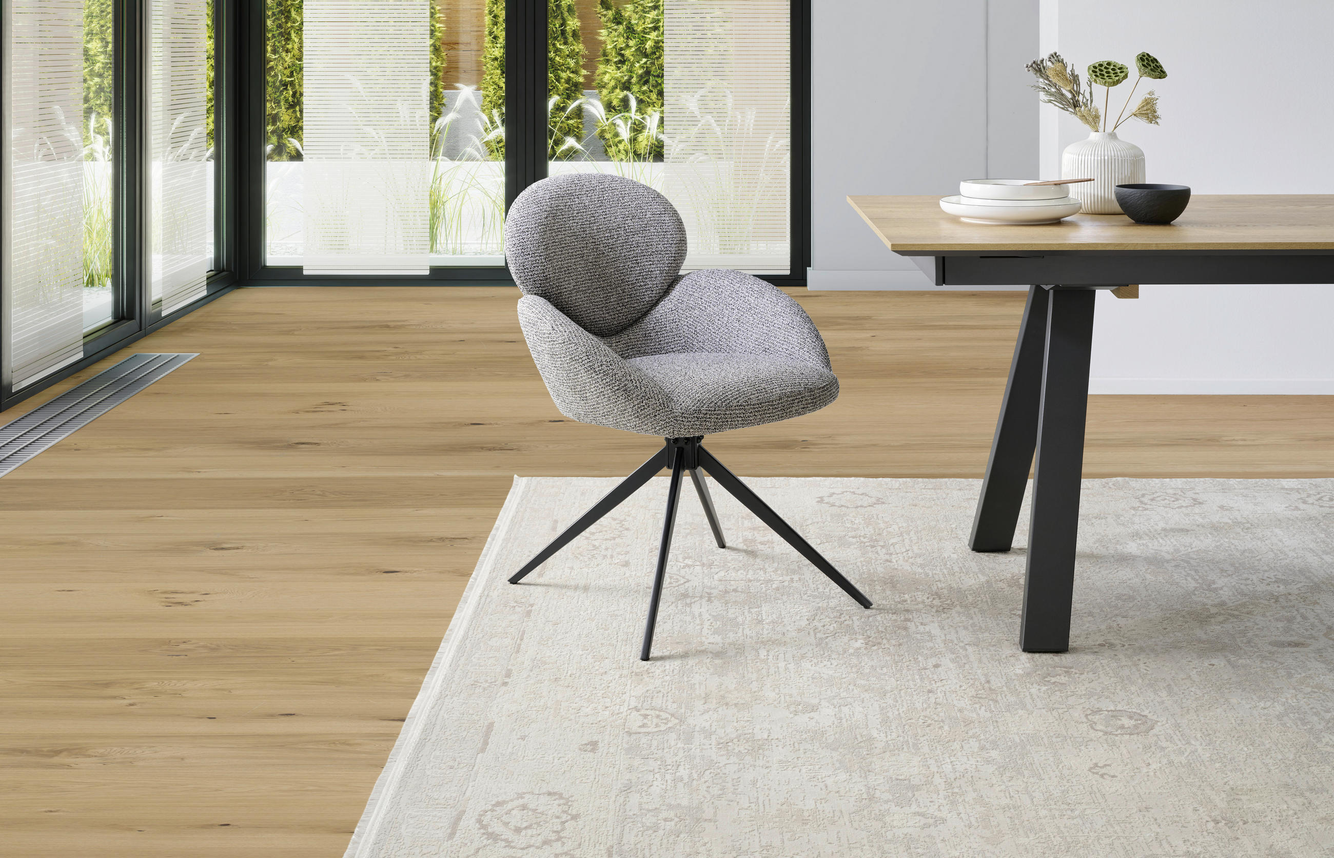 ARMLEHNSTUHL  in Eisen Webstoff  - Schwarz/Grau, MODERN, Textil/Metall (60/83/63cm) - MID.YOU