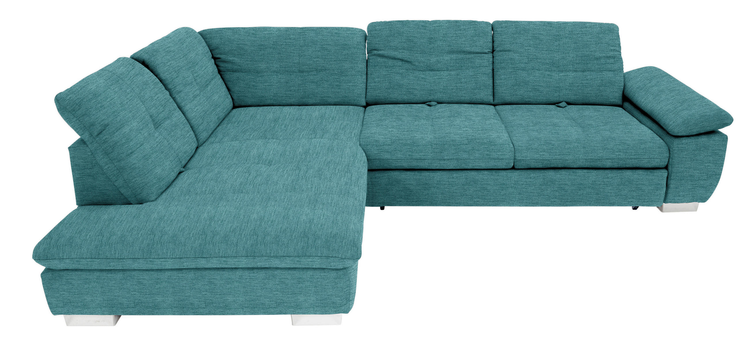ECKSOFA in Chenille Türkis, Petrol  - Türkis/Chromfarben, Design, Textil (242/313cm) - Xora