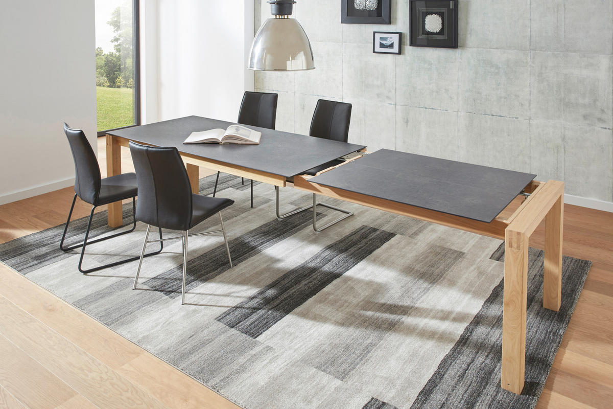ESSTISCH Graphitfarben, Eichefarben rechteckig  ausziehbar, in verschiedenen Größen erhältlich, in verschiedenen Holzarten erhältlich, Variantenauswahl  - Eichefarben/Graphitfarben, Design, Holz/Kunststoff (180-280/90/75cm) - Dieter Knoll