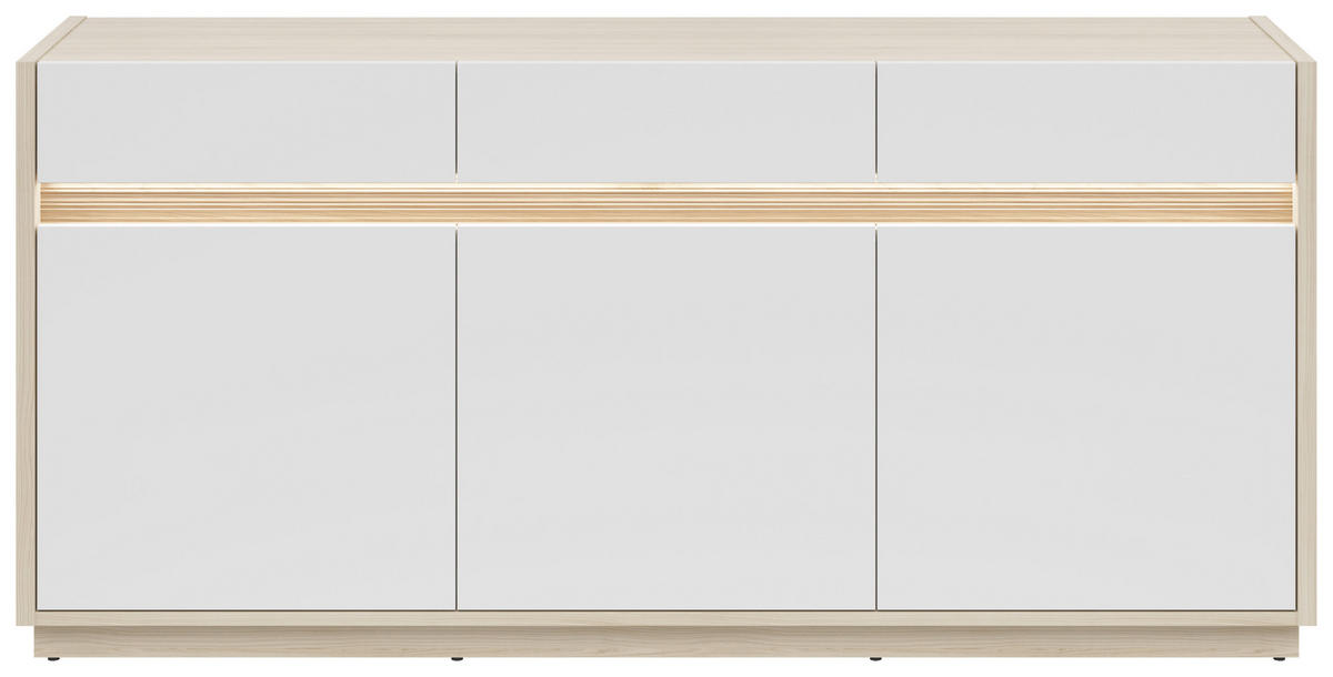 SIDEBOARD Weiss, Eichefarben  173,5/80,8/42 cm  - Weiss/Eichefarben, Konventionell, Holzwerkstoff/Kunststoff (173,5/80,8/42cm) - Hom`in