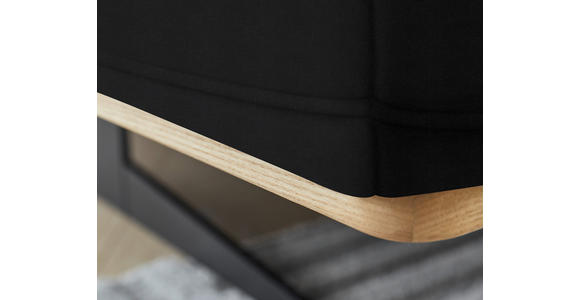 ECKSOFA in Echtleder Schwarz  163/305 cm  - Eichefarben/Schwarz, Design, Leder/Holz (163/305cm) - Novel