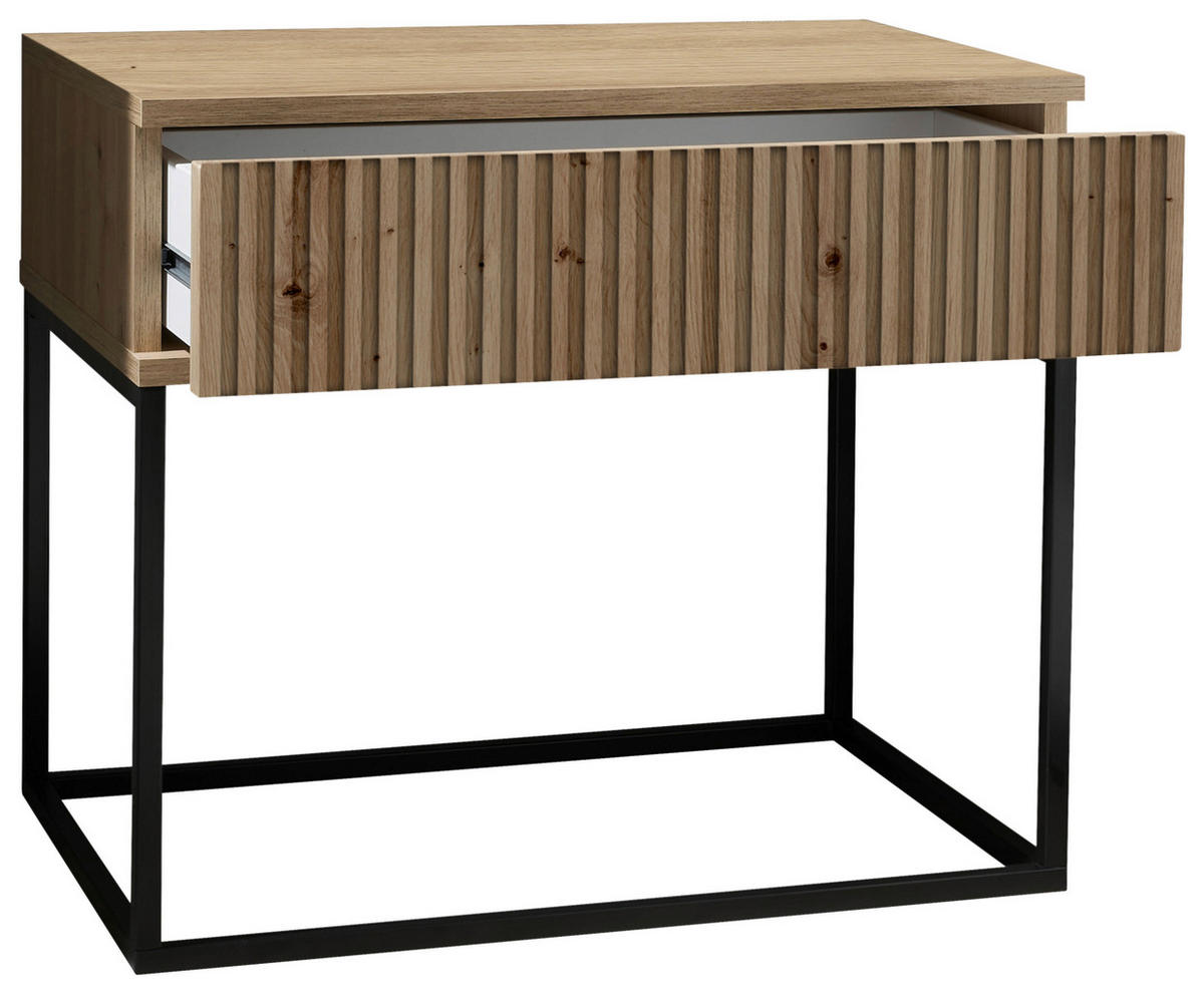 NACHTSCHRANK 60/52/38,5 cm  - Schwarz/Eiche Artisan, MODERN, Holzwerkstoff/Metall (60/52/38,5cm) - Livetastic
