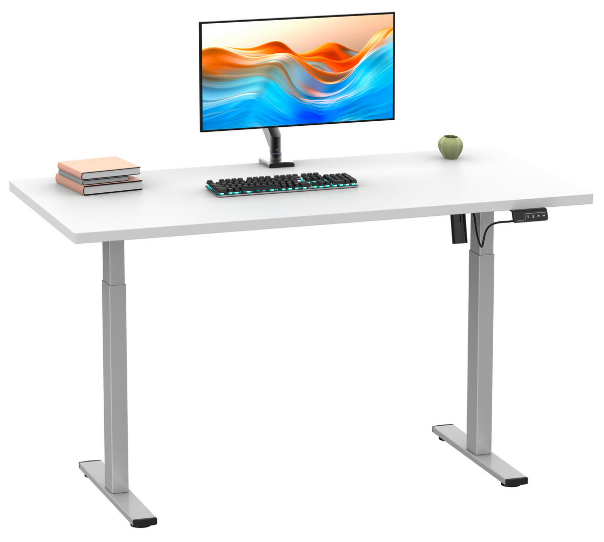 SCHREIBTISCH  in Silberfarben, Weiss  - Weiss/Silberfarben, Design, Holzwerkstoff/Metall (140/71/80cm) - MID.YOU
