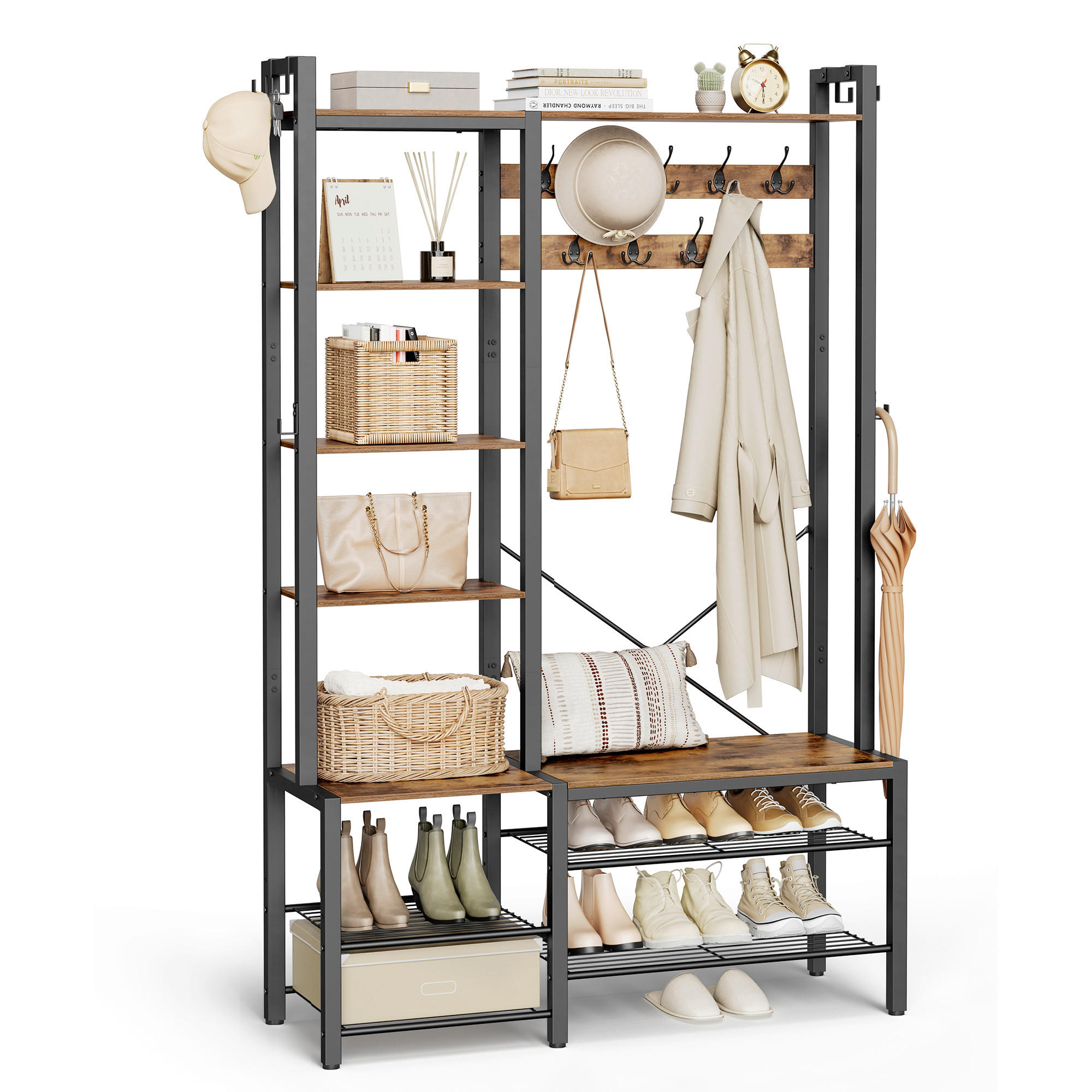 Mid.you Garderobe Braun, Schwarz 120x190x40 cm
