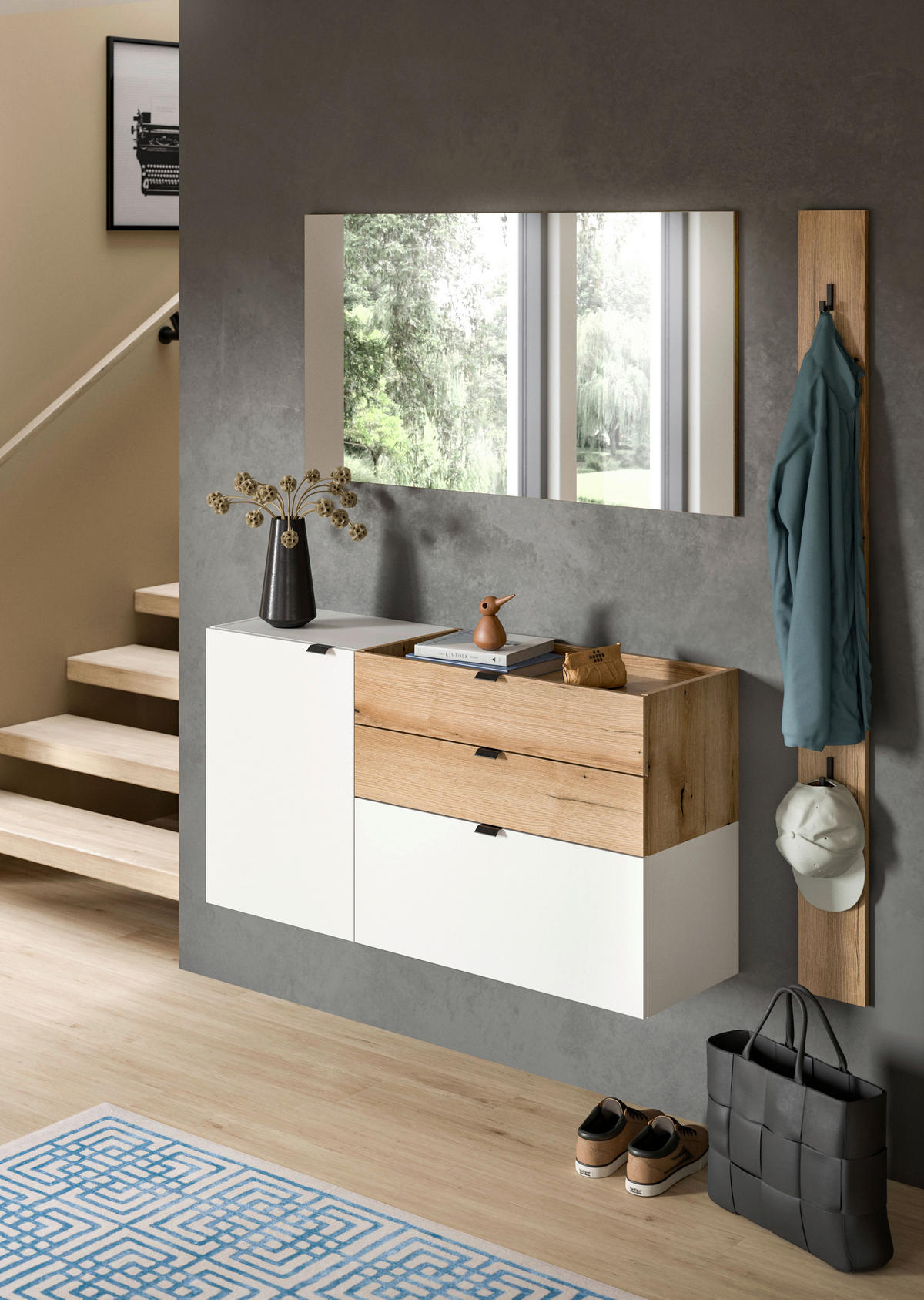 TÜKÖR 120/64/2 cm    - sötét tölgy, Design, faalapú anyag/üveg (120/64/2cm) - Livetastic