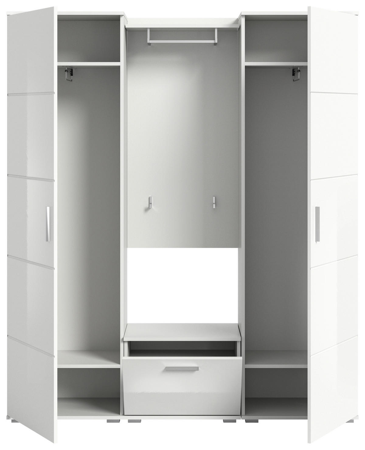 GARDEROBE 4-teilig  in 165/191/37 cm  - Weiß Hochglanz, Design, Holzwerkstoff (165/191/37cm) - MID.YOU