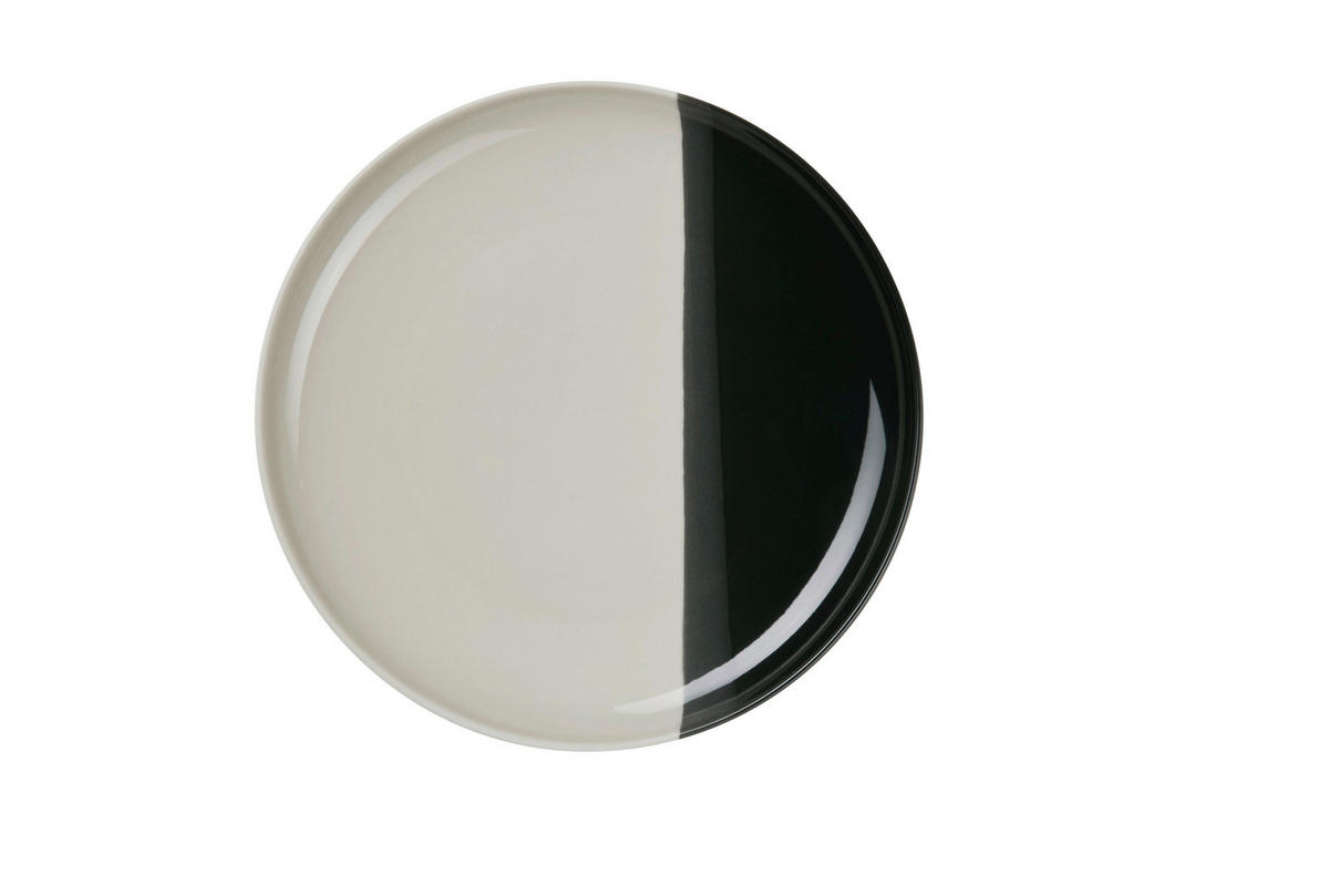 TELLER Schwarz, Hellgrau 22/2,6 cm Joy  - Hellgrau/Schwarz, KONVENTIONELL, Keramik (22/2,6cm) - ASA