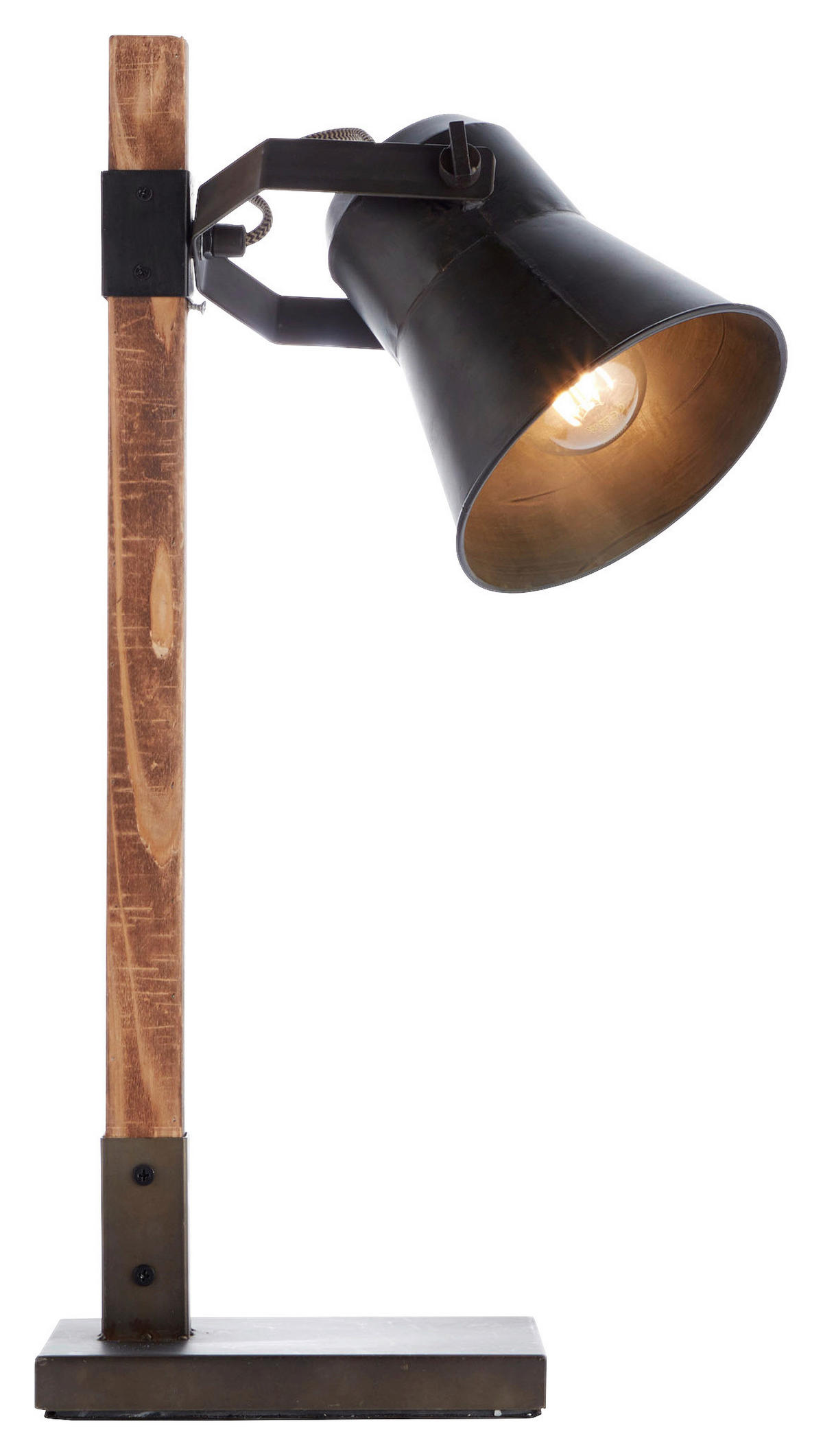 TISCHLEUCHTE 16/55 cm   - Schwarz, Natur, Holz/Metall (16/55cm) - Brilliant