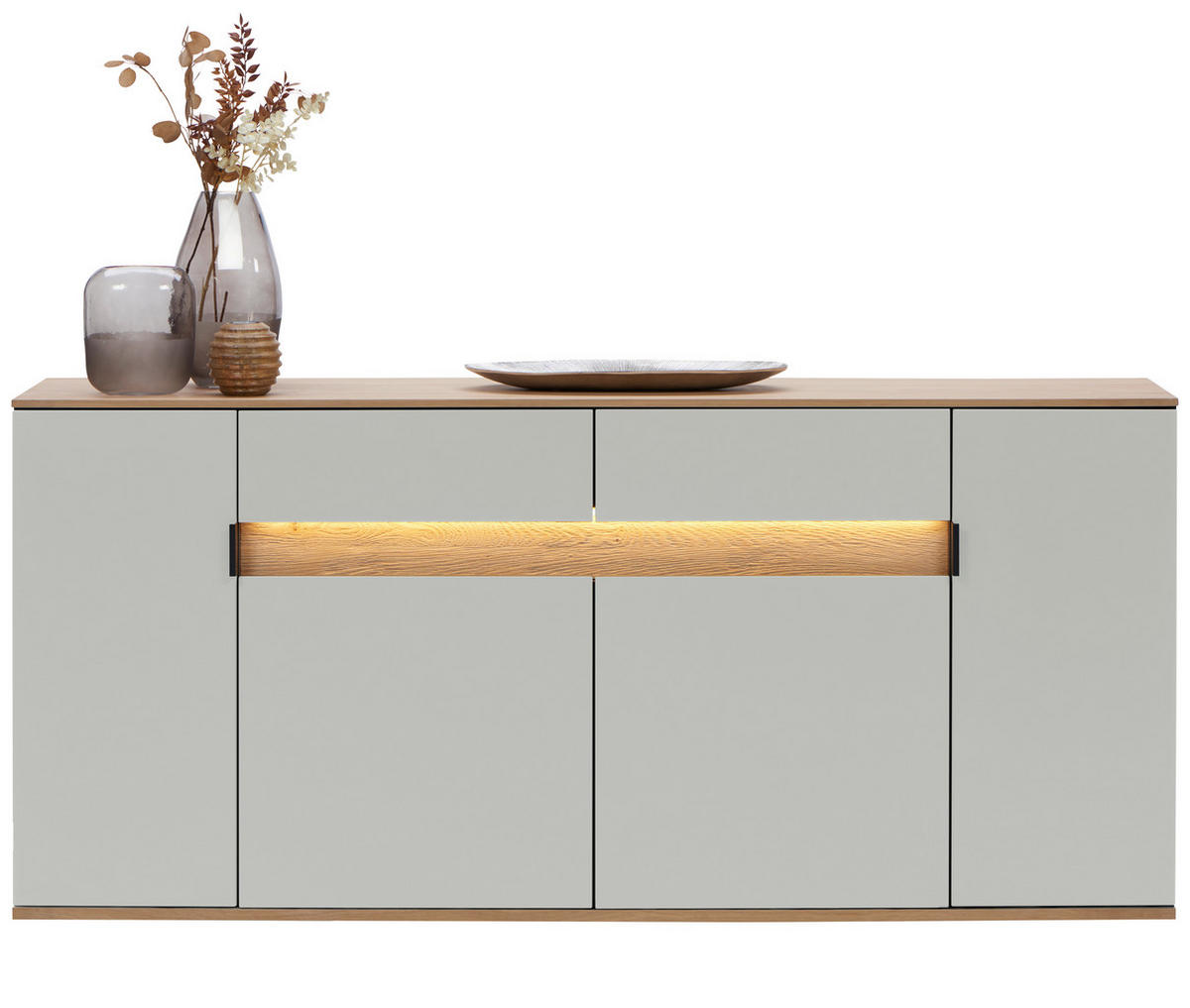 SIDEBOARD CREMONA  2 Schublade(n)  - Eichefarben/Hellgrau, MODERN, Holz/Holzwerkstoff (180,6/82/42cm) - Dieter Knoll