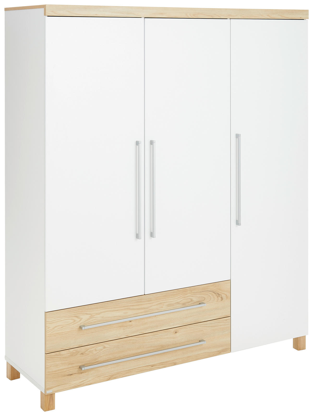 BABA RUHÁSSZEKRÉNY Lennox Fresh  - tölgyfa színű/ezüstszínű, Basics, faalapú anyag (164/198/55,9cm) - Paidi