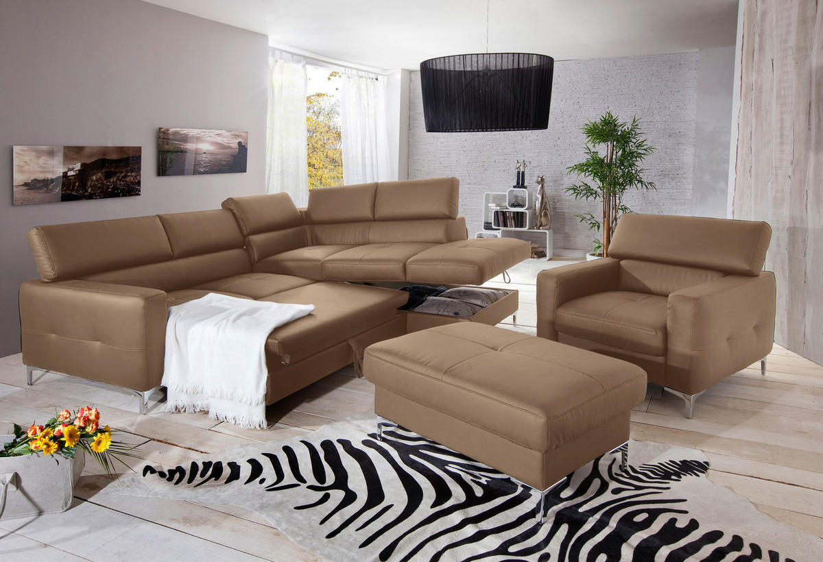 SESSEL in Echtleder Hellbraun  - Chromfarben/Hellbraun, Design, Leder/Metall (99/78-92/106cm) - Livetastic