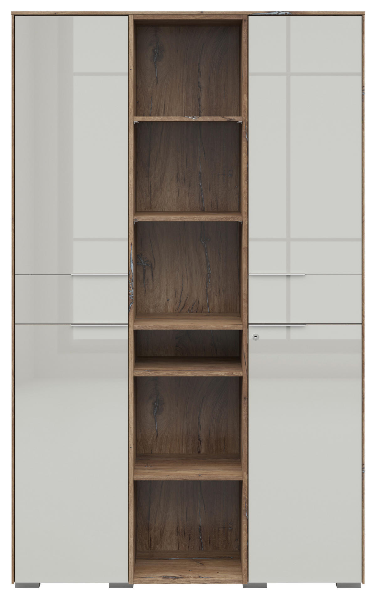AKTENSCHRANK Hellgrau, Eiche dunkel  - Eiche dunkel/Hellgrau, KONVENTIONELL, Glas/Holzwerkstoff (122/199/37cm) - Voleo