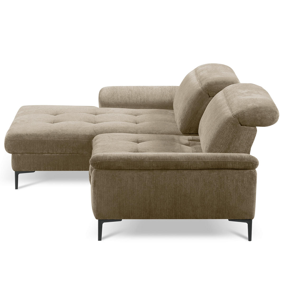 ECKSOFA  Webstoff Taupe  - Taupe/Schwarz, Design, Textil/Metall (195/268cm) - Livetastic