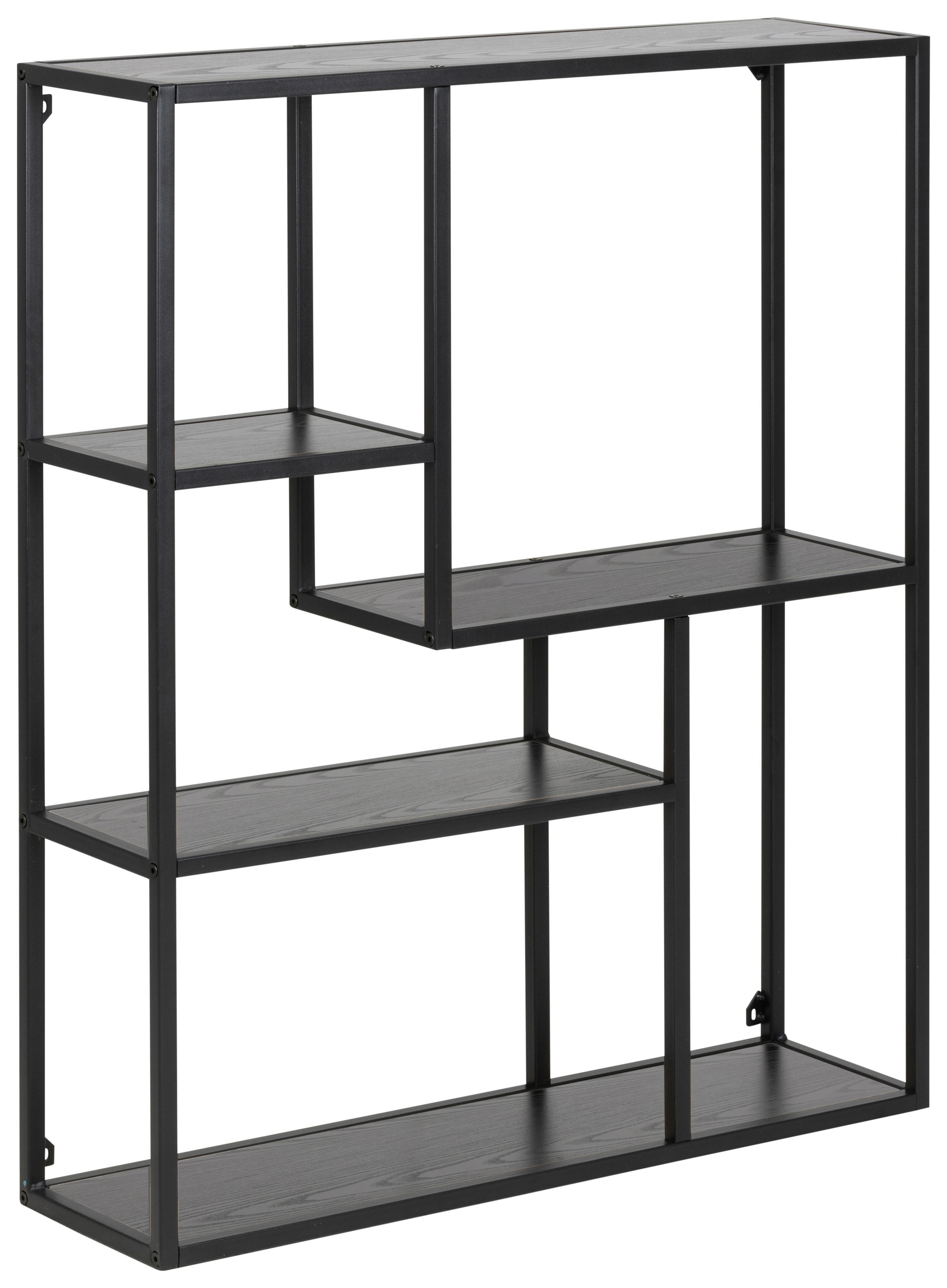 VÄGGHYLLPLAN 75,0/91,0/20,0 cm  - svart, Modern, metall/trämaterial (75,0/91,0/20,0cm) - Best Price
