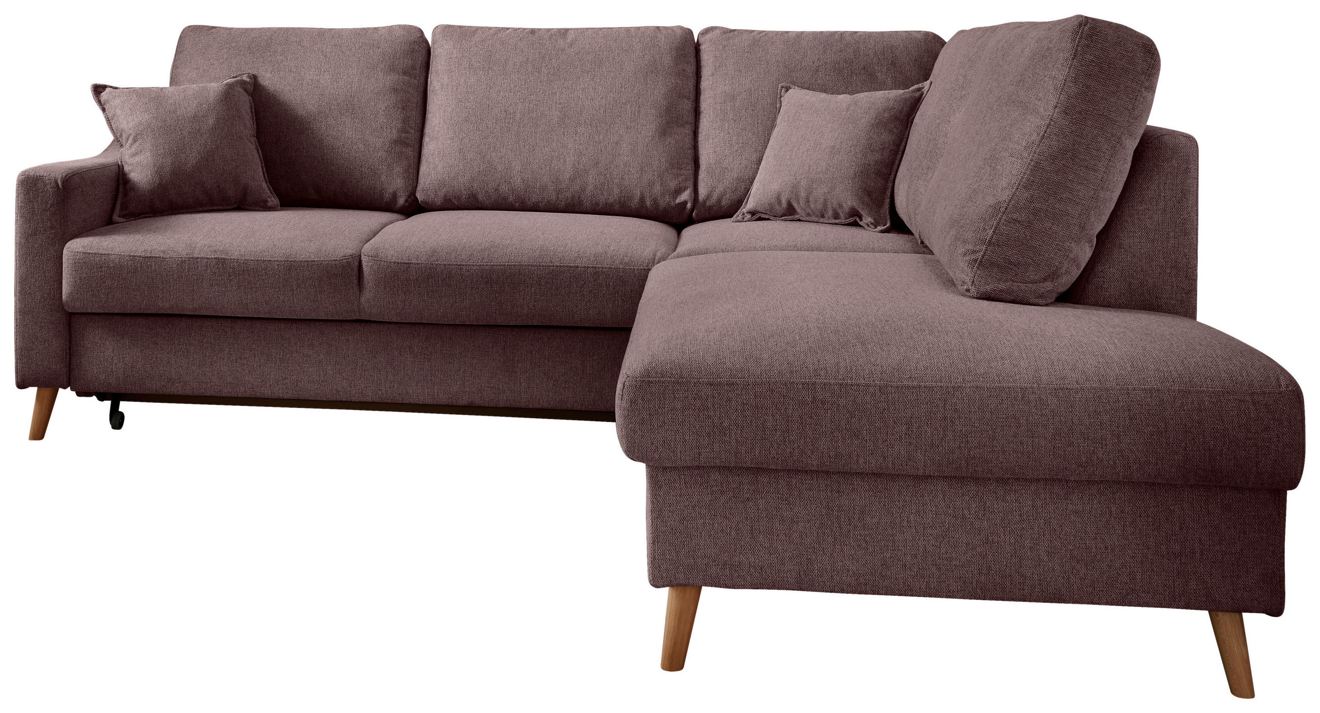 ECKSOFA Bordeaux Struktur - Bordeaux/Naturfarben, KONVENTIONELL, Holz/Textil (230/200cm) - P & B