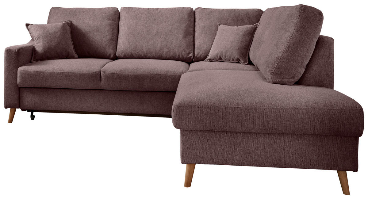 ECKSOFA in Struktur Bordeaux  - Bordeaux/Naturfarben, Konventionell, Holz/Textil (230/200cm) - P & B