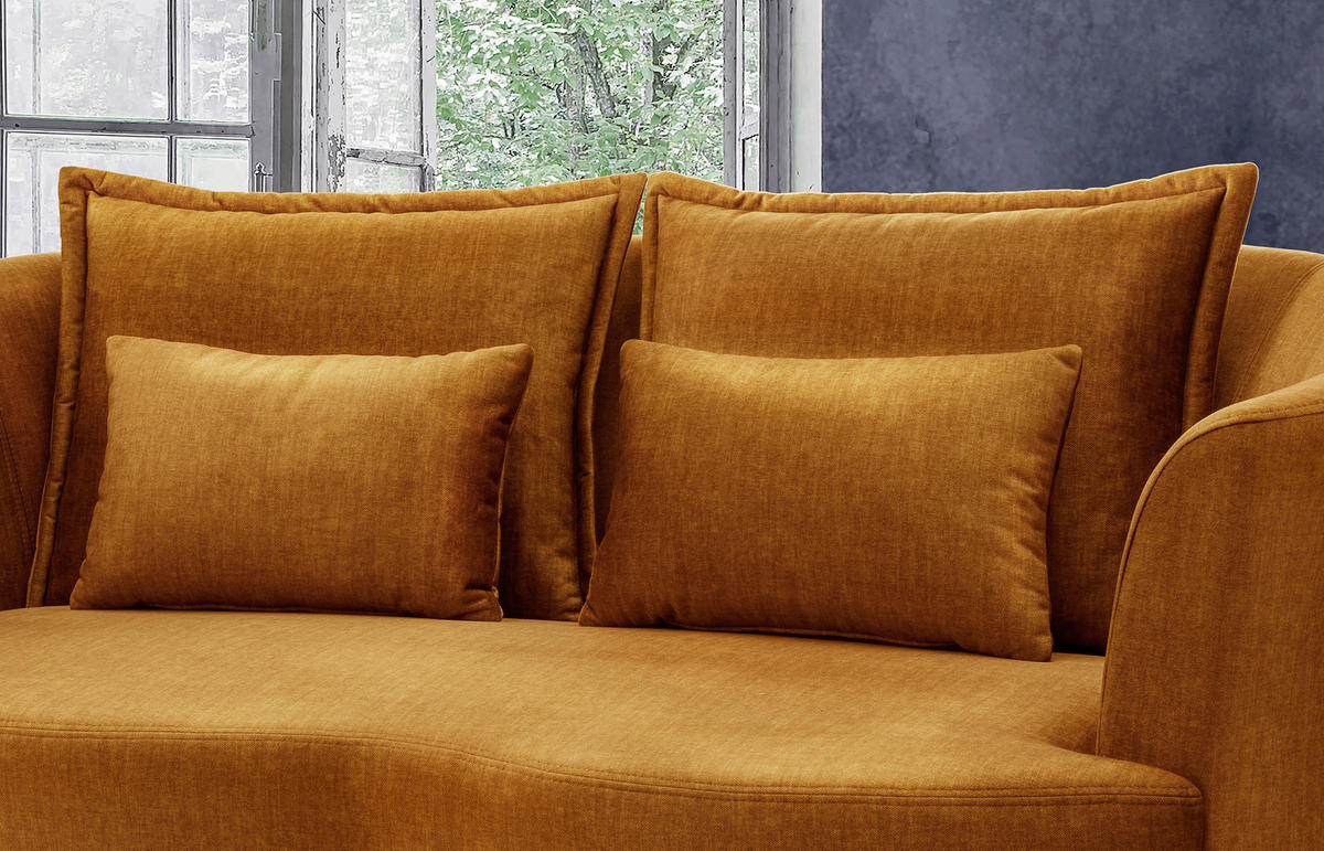 2-SITZER-SOFA in Velours Gelb  - Gelb/Schwarz, Modern, Textil/Metall (179/85/101cm) - Livetastic