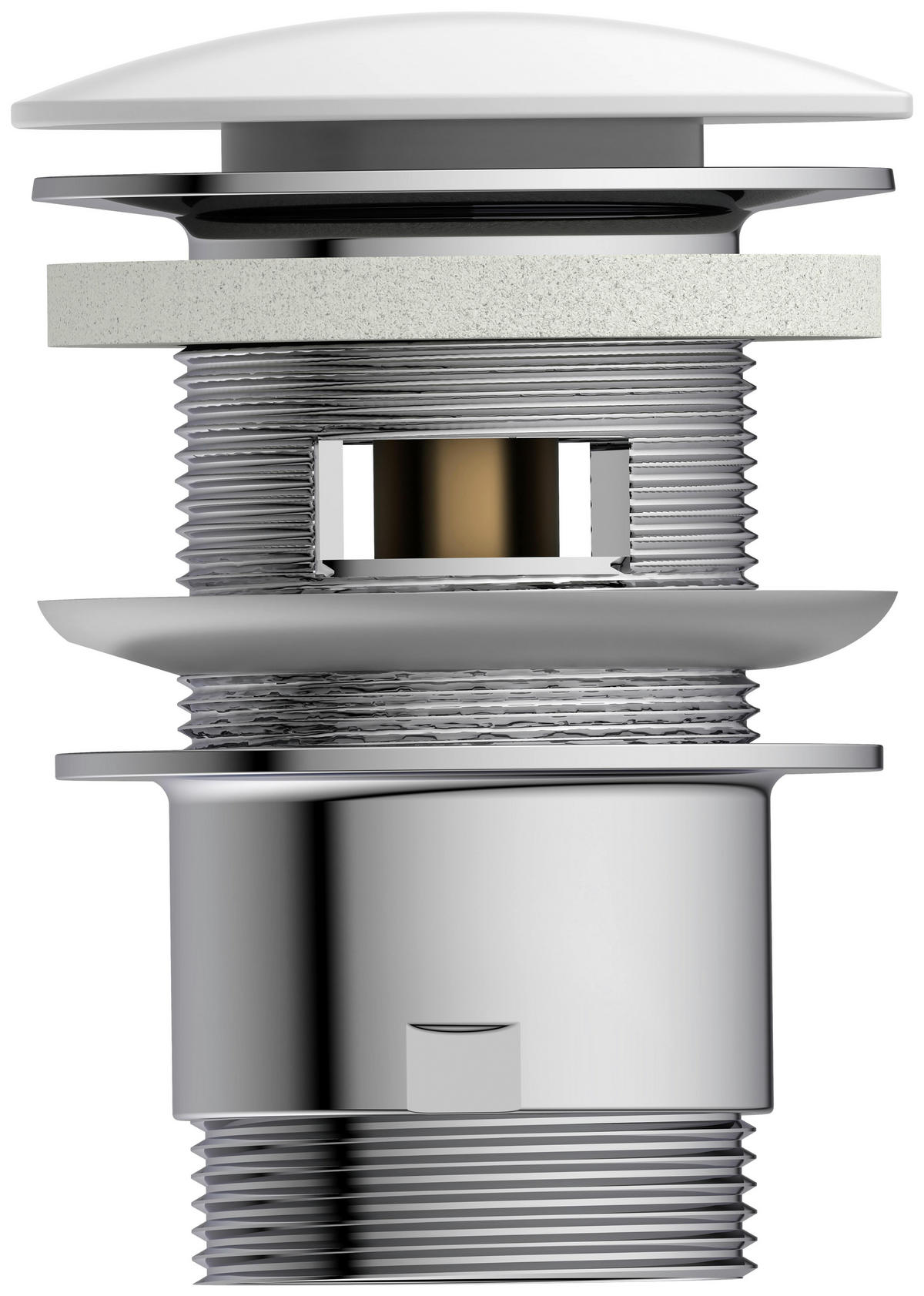 ABLAUFVENTIL  - Chromfarben/Weiß, Basics, Metall (6,5cm) - Schütte