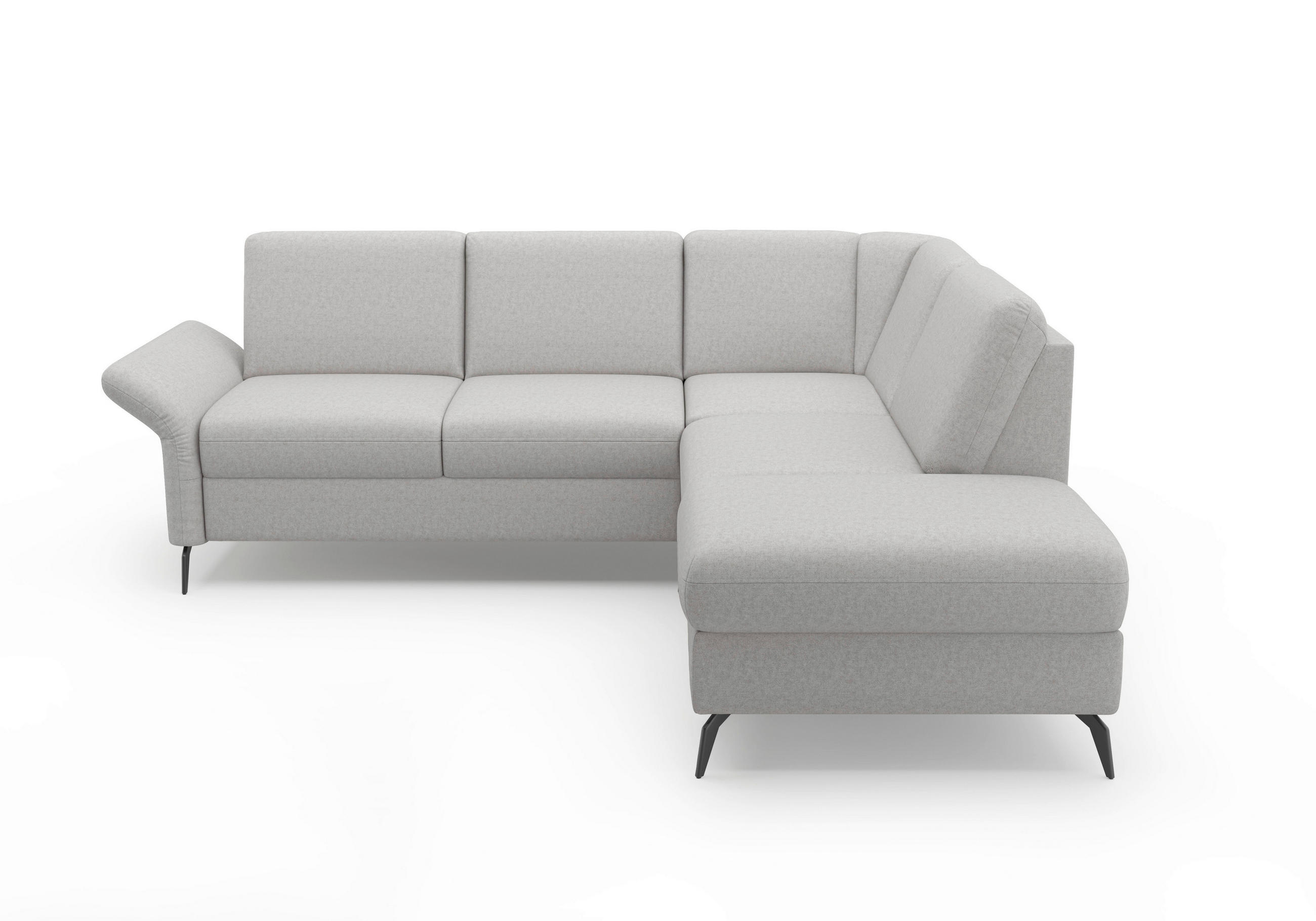 ECKSOFA ROCHELLE E Hellgrau Flachgewebe  - Hellgrau/Schwarz, KONVENTIONELL, Textil/Metall (240/216cm) - Sit & More