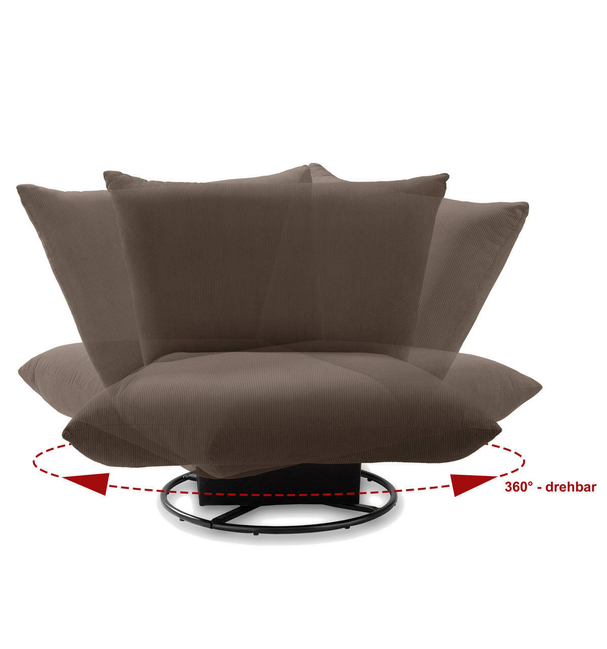 Relaxsessel in Textil Braun  - Schwarz/Braun, Design, Textil/Metall (100/78/96cm) - Livetastic