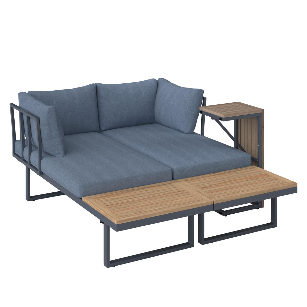 LOUNGEGARNITUR Teakholz Hartholz Aluminium, Edelstahl  - Teakfarben, MODERN, Holz/Metall (56/70/60cm) - Ambia Garden