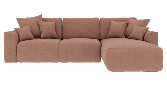 ECKSOFA Taupe Lederlook  - Taupe/Chromfarben, KONVENTIONELL, Kunststoff/Textil (293/195cm) - Carryhome