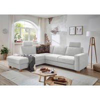 ECKSOFA Silberfarben Flachgewebe Kopfstütze  - Eichefarben/Silberfarben, KONVENTIONELL, Holz/Textil (213/236cm) - Sit & More