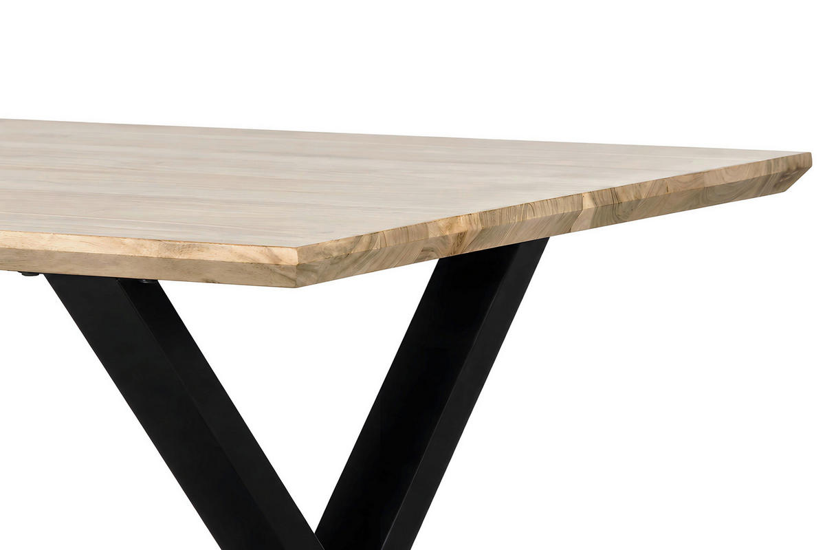 ESSTISCH 160/90/76 cm Echtholz  Holz, Metall rechteckig Akaziefarben  - Schwarz/Akaziefarben, MODERN, Holz/Metall (160/90/76cm) - MID.YOU