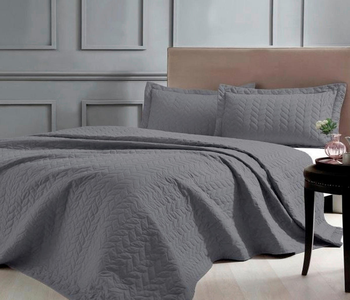 Cuvertură 250/260 cm  - antracit, Design, textil (250/260cm)