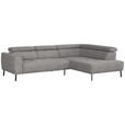 ECKSOFA in Webstoff Taupe  280/205 cm  - Taupe/Schwarz, Design, Textil/Metall (280/205cm) - Xora