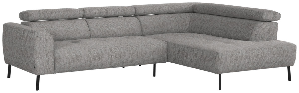 ECKSOFA in Webstoff Taupe  - Taupe/Schwarz, Design, Textil/Metall (280/205cm) - MID.YOU