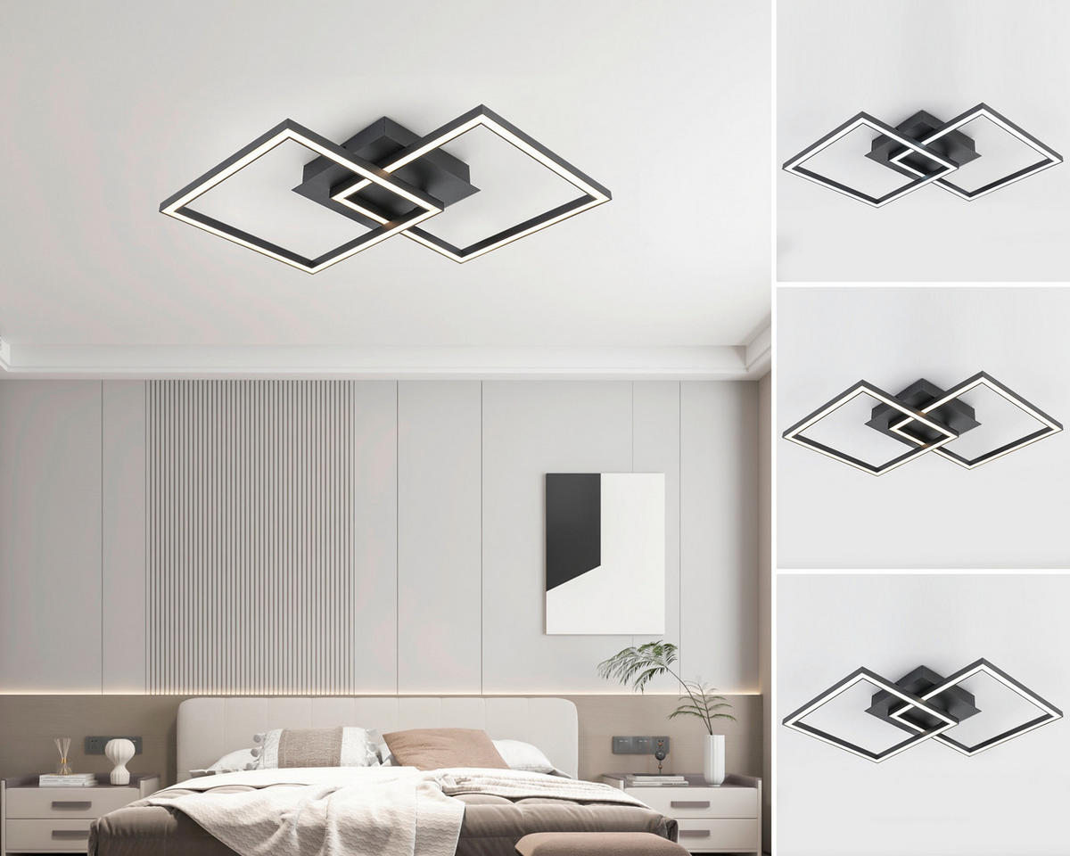 LED PLAFONJERA - bela/crna, Trendi, metal/plastika (53,2/33,4/7,5cm) - Boxxx