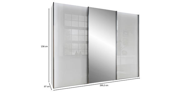 SCHWEBETÜRENSCHRANK 300/236/67 cm 3-türig  - Chromfarben/Weiß, KONVENTIONELL, Glas/Holzwerkstoff (300/236/67cm) - Dieter Knoll