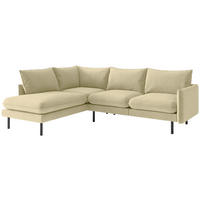 ECKSOFA Samos Beige Flachgewebe  - Beige/Schwarz, Design, Textil/Metall (204/267cm) - Livetastic