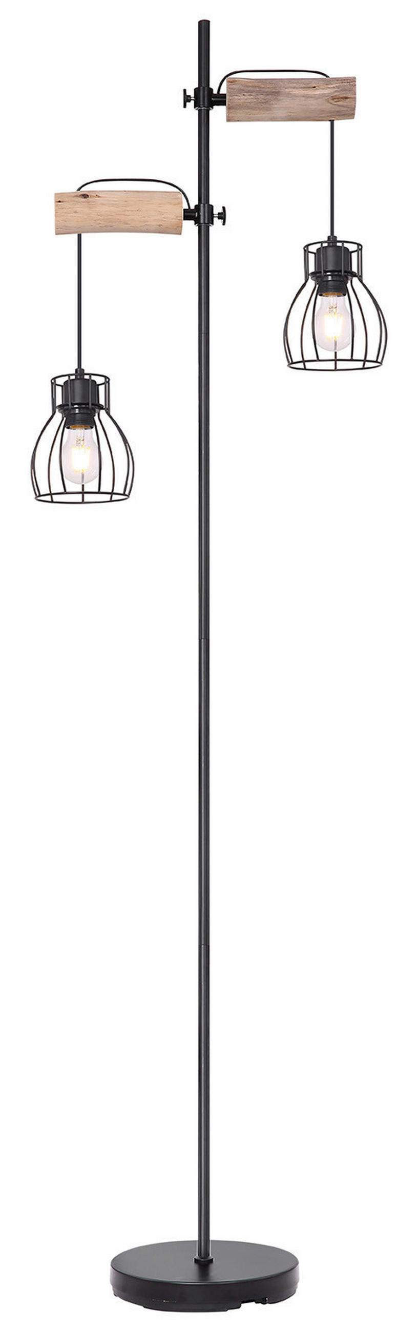 STEHLEUCHTE - Schwarz/Naturfarben, Design, Holz/Metall (47/168cm) - Marama