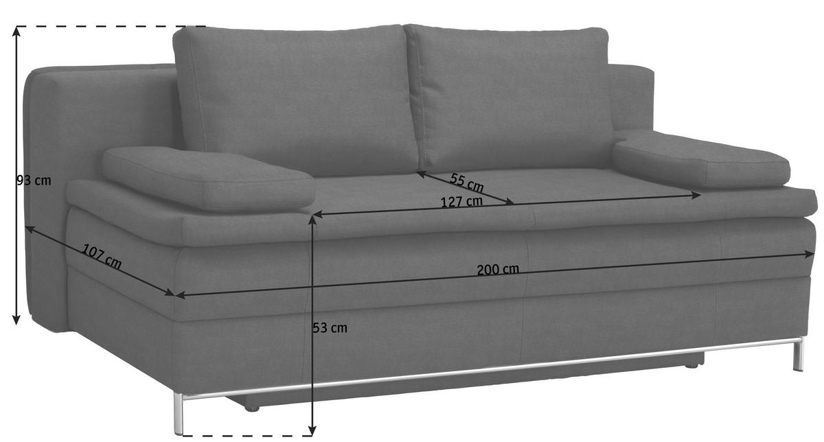 BOXSPRINGSOFA in Webstoff Naturfarben  - Chromfarben/Naturfarben, Design, Textil/Metall (200/93/93cm) - Novel