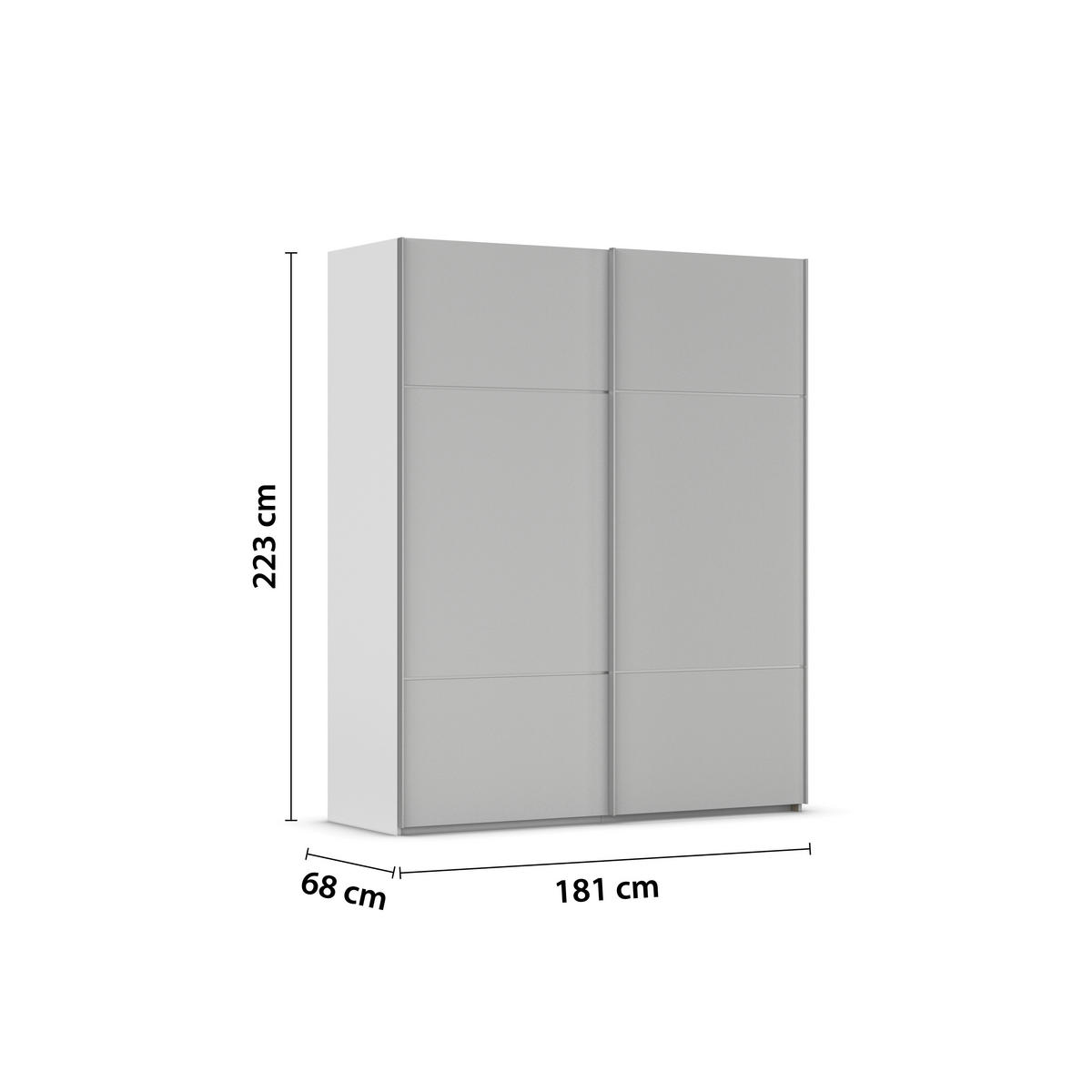 SCHWEBETÜRENSCHRANK in Grau  - Alufarben/Grau, Konventionell, Holzwerkstoff/Metall (181/223/68cm) - Novel