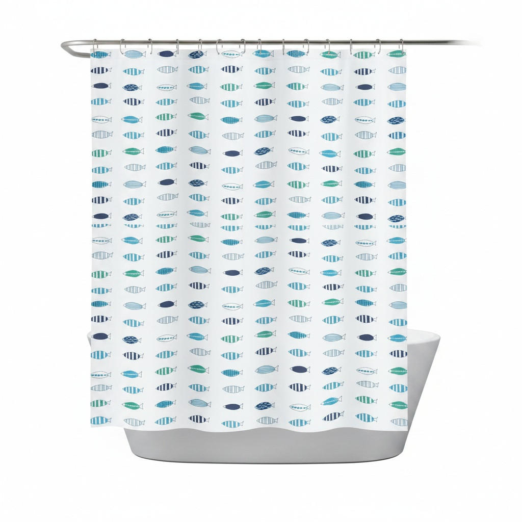 DUSCHVORHANG SANTORINI 180/200 cm  - Blau, Basics, Textil (180/200cm) - Spirella