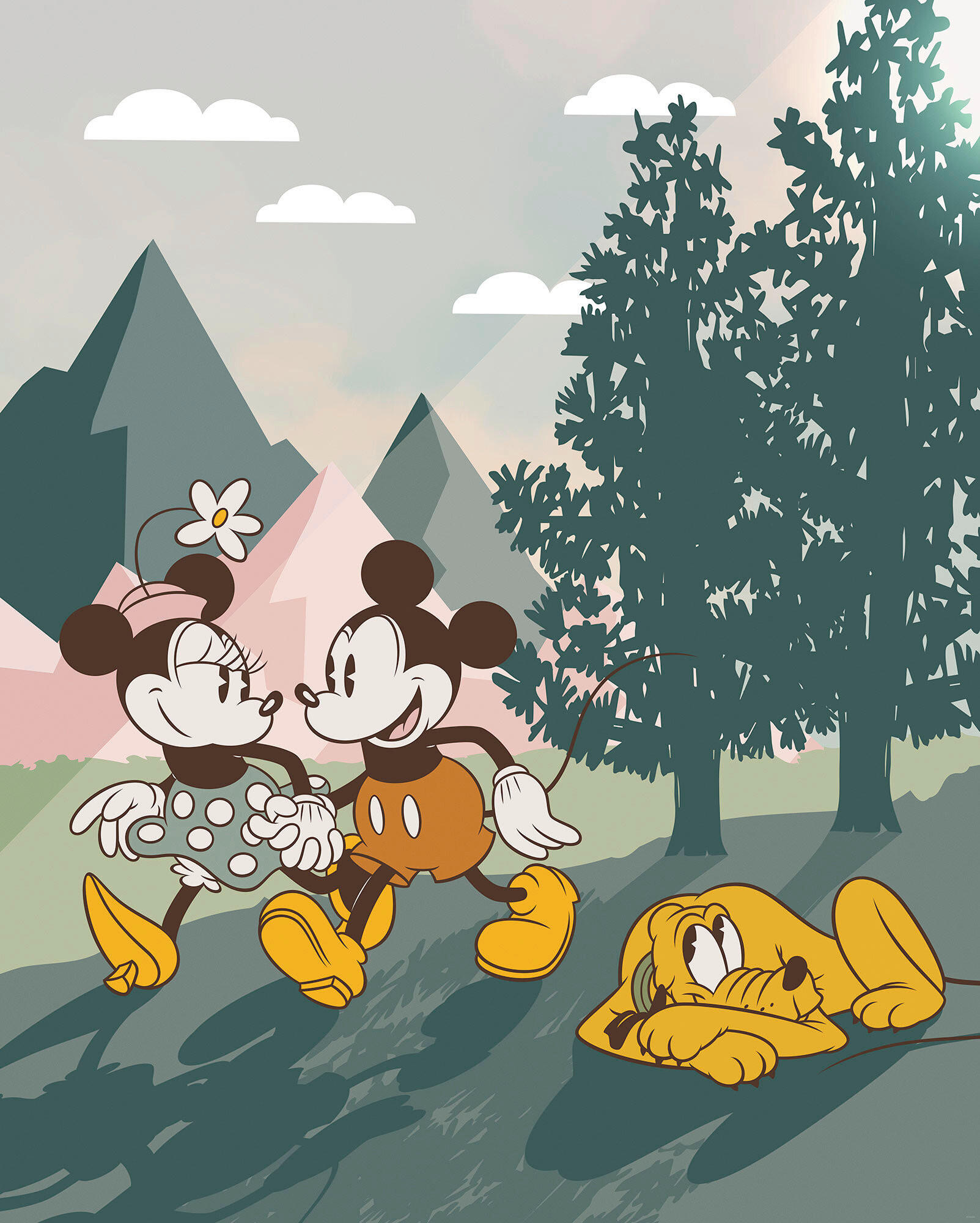 FOTOTAPETE MICKEY&MINNIE NATURE  - Grün, Design, Textil (200/250cm) - Disney