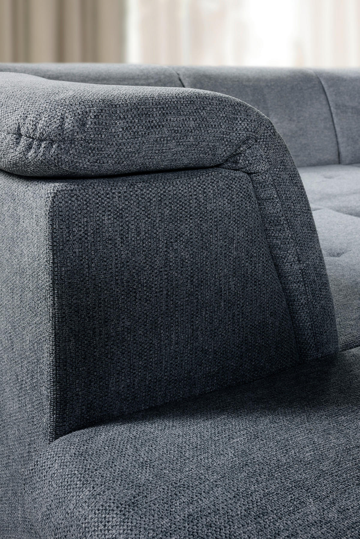 WOHNLANDSCHAFT Dunkelgrau Chenille  - Dunkelgrau/Grau, KONVENTIONELL, Kunststoff/Textil (188/340/240cm) - Carryhome