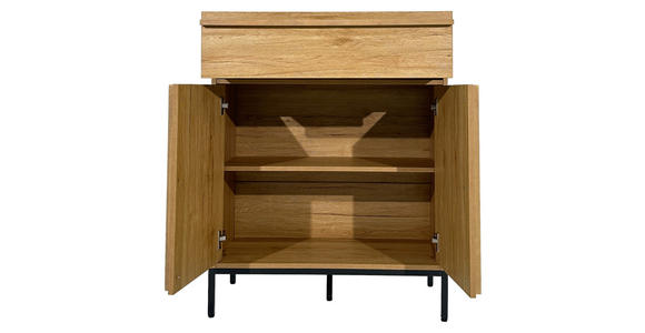 KOMMODE WABI  in 80/101/40 cm  - Eichefarben/Schwarz, Design, Holz/Holzwerkstoff (80/101/40cm) - Xora